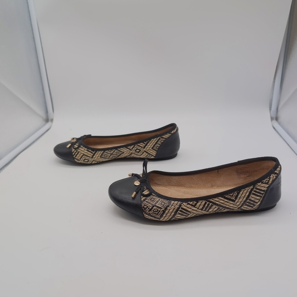 Women's Bass Lacy Raffia Black Patterned Ballet Flats sz 8 - Picture 4 of 8